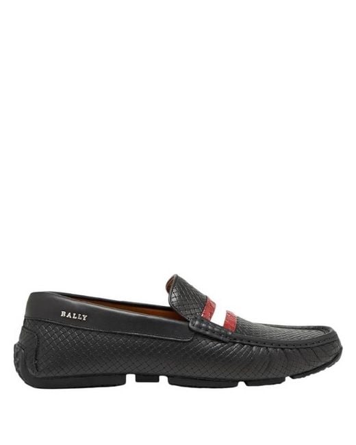 Bally Black Pacos Stripe Detail Leather Drivers, Brand Size 5.5 Us for men