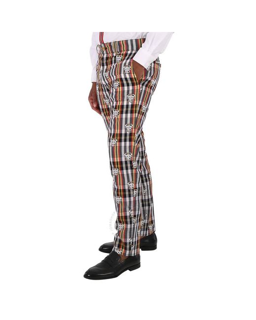 Burberry Black Marigold Yellow Check Logo Pattern Trousers for men
