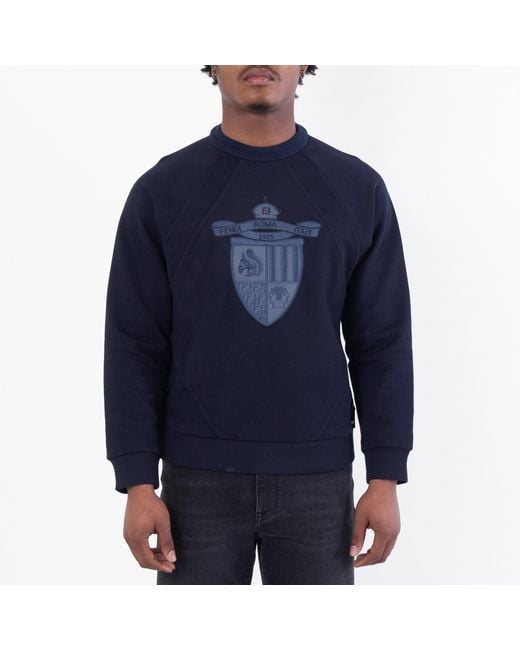 Fendi Blue Crest Print Sweatshrt for men
