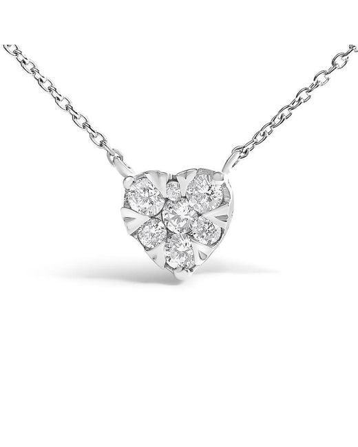 Haus of Brilliance Metallic 14K 1/4 Cttw Diamond Composite Heart Pendant Necklace