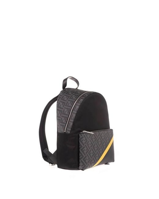 Fendi Black Ff Diagonal Backpack for men