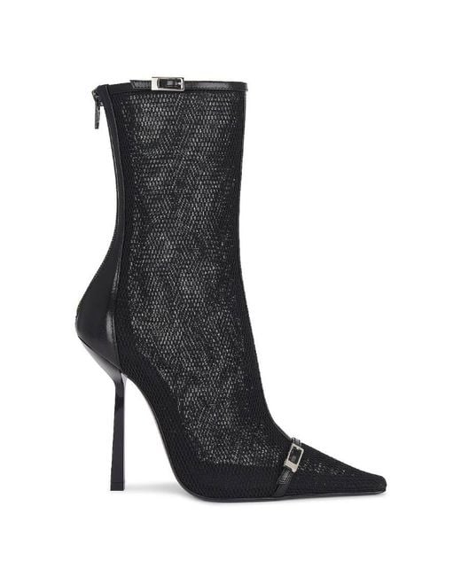 Saint Laurent Black Oxalis Mesh Pointed-Toe Bootie, Brand Size 38 Us