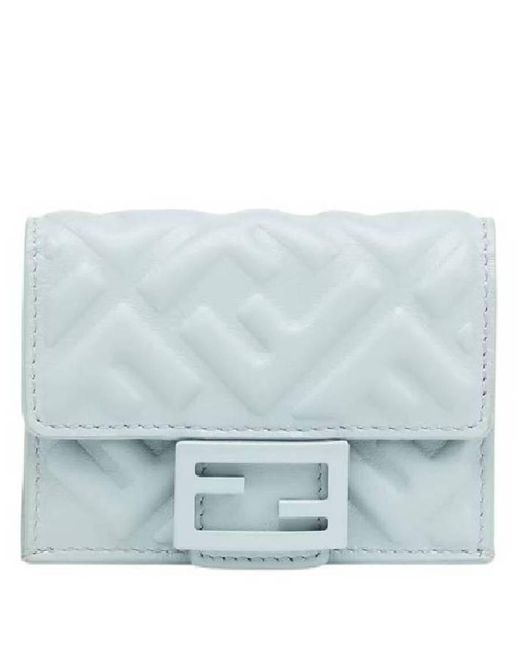 Fendi Blue Tri Fold Compact Baguette Wallet