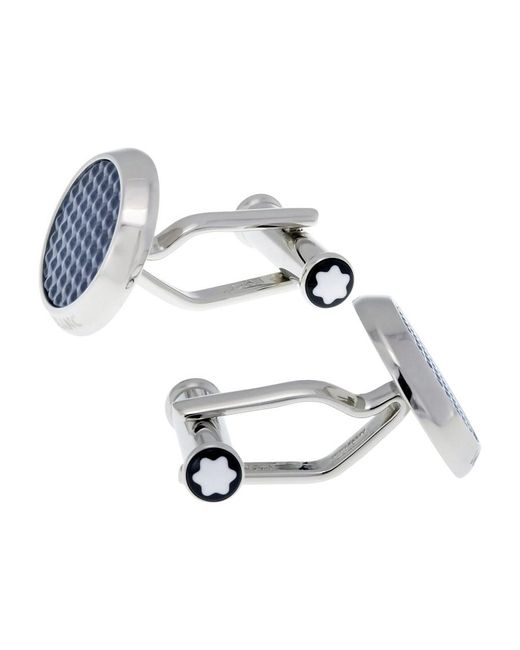 Montblanc Blue Meisterstuck Stainless Steel Cufflinks for men
