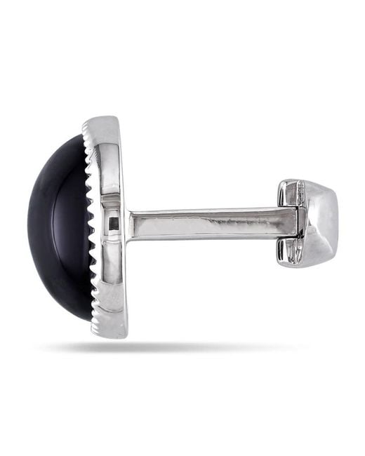 Amour White 17 Ct Tgw Onyx Bezel Set Cufflinks With Milgrain Finish for men