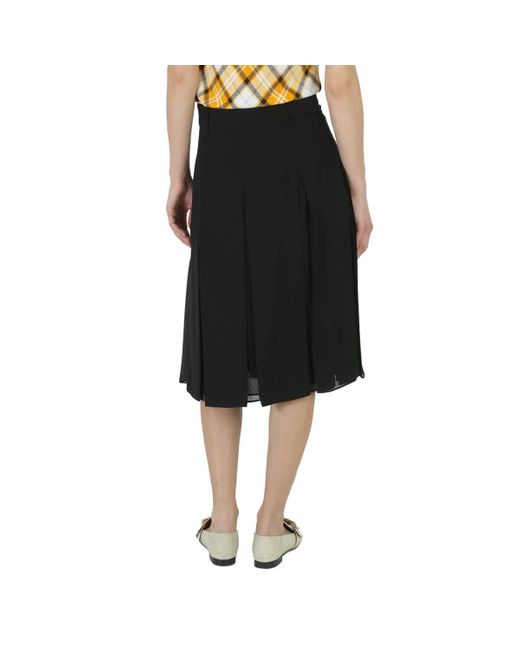 Burberry Black Tie Waist Pleated Georgette Skirt