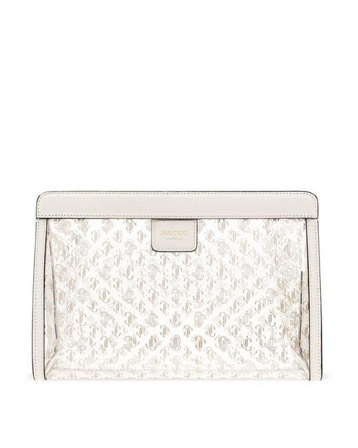 Jimmy Choo Natural Varenne Logo Leather Pouch