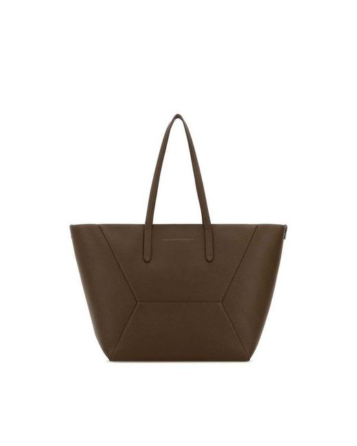 Brunello Cucinelli Brown Mud Leather Shopping Bag for men