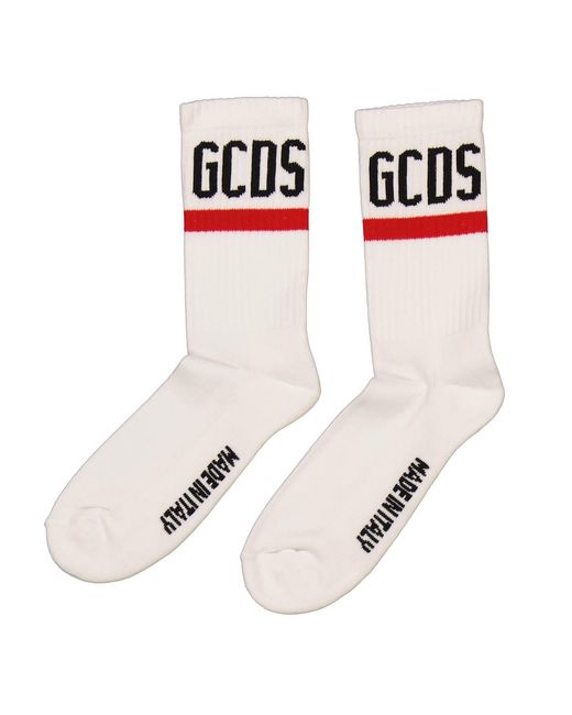 Gcds White Logo Socks, Brand Size 1 for men