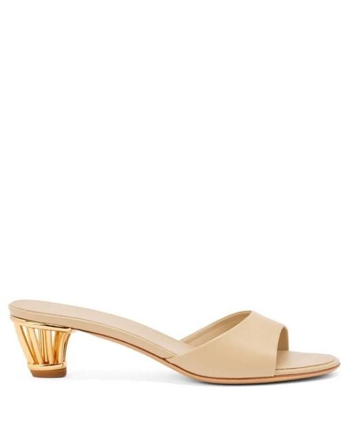 Ferragamo Natural Slip-On Cage Heel Sandals