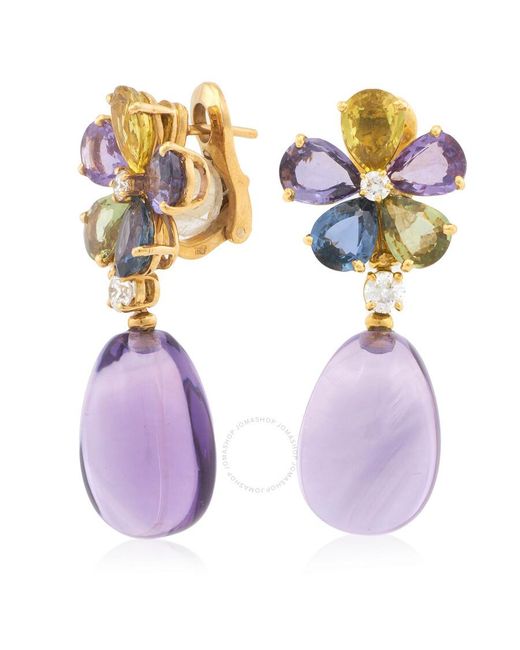 BVLGARI Purple Sapphire Floral 18k Earrings
