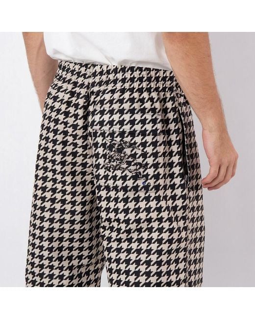 Burberry Black Workwear Houndstooth-Pattern Elasticated-Waist Trousers for men