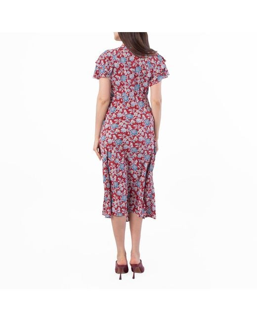 Polo Ralph Lauren Red Floral-Printed Silk Dress