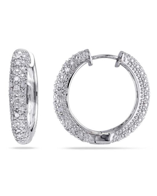 Amour Metallic 1/2 Ct Tw Diamond Hoop Earrings