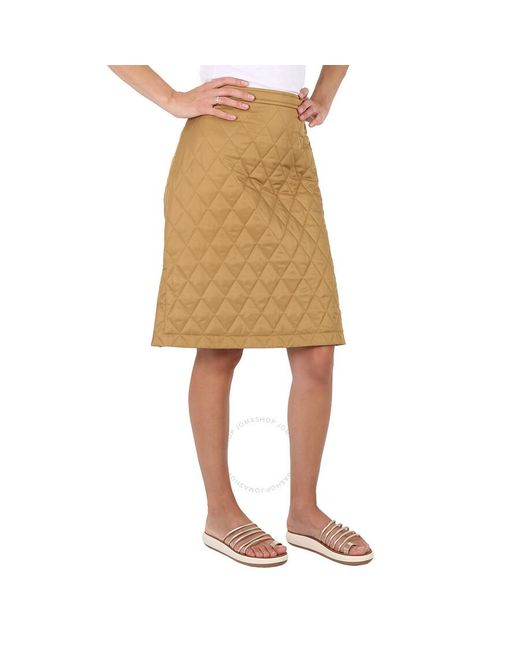 Burberry Natural Gail Camel Diamond-quilted A-line Skirt