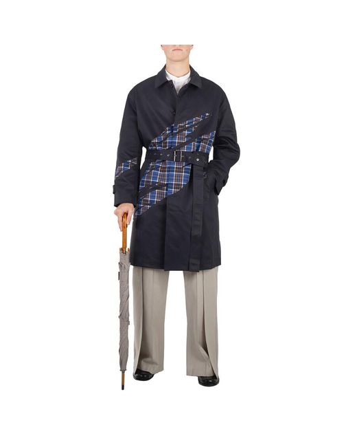 Redemptive Blue And Check Seamless Bonding Pattern Coat for men