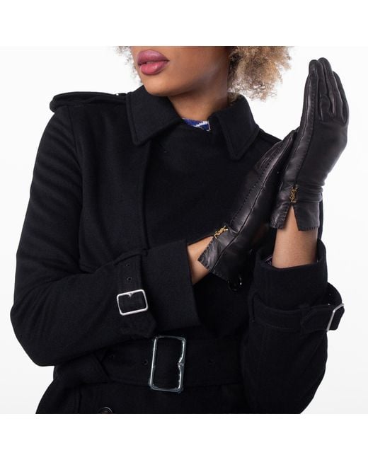Saint Laurent Black Leather Gloves