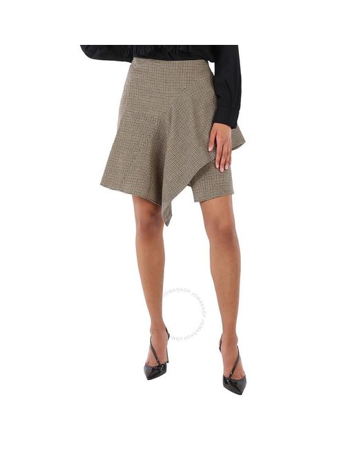 Chloé Natural Houndstooth Check Draped Skirt
