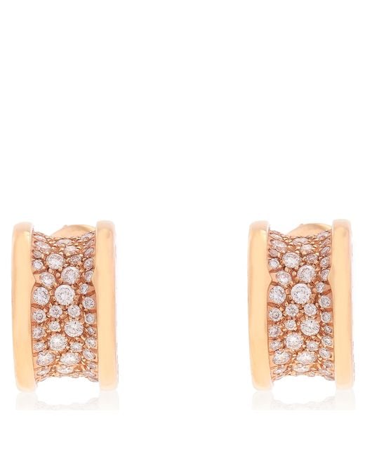 BVLGARI Multicolor B.Zero1 18K Rose Diamond Pave Earrings