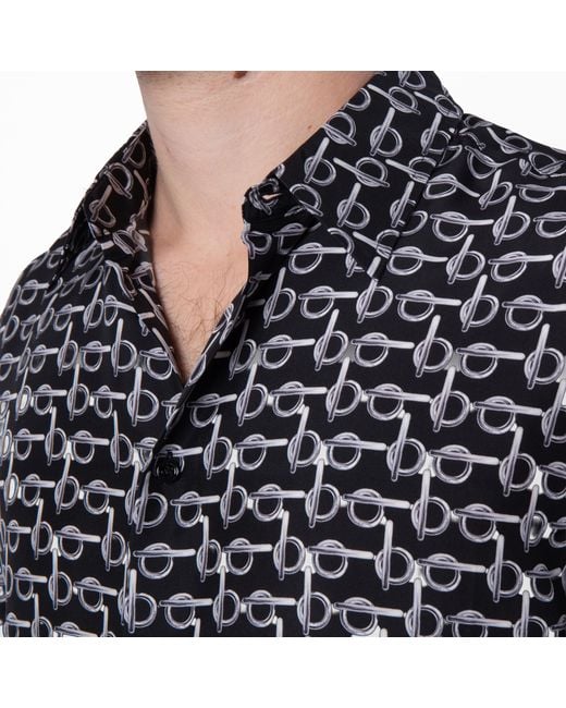 Burberry Black Monogram B Print Silk Shirt for men