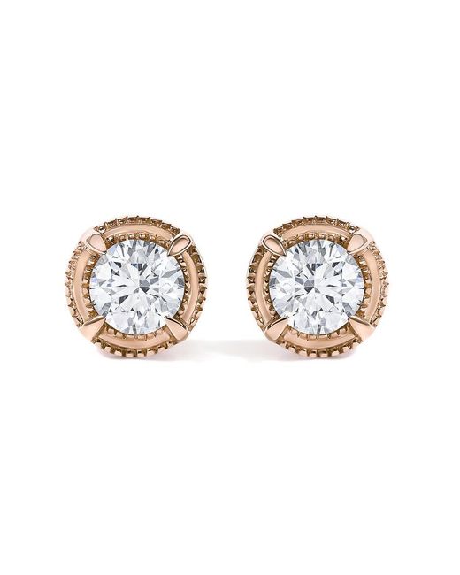 Haus of Brilliance Metallic 14K Rose Plated .925 Sterling 1.0 Cttw Round Diamond Solitaire Milgrain Stud Earrings