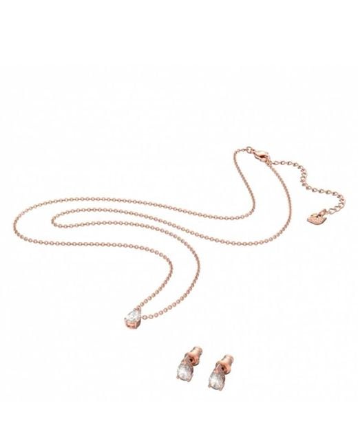 Swarovski Metallic Rose Rhodium Plated Attract Earring And Necklace Set