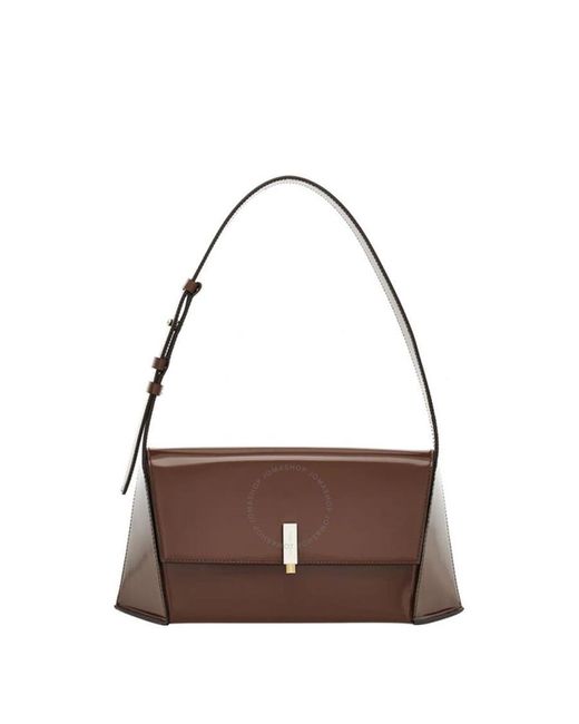 Ferragamo Brown Geometric Prism Shoulder Bag