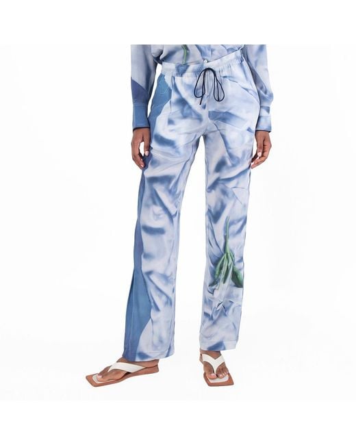 Victoria Beckham Blue Elasticated Waistband Pyjama Trousers, Brand Size 6 (Us