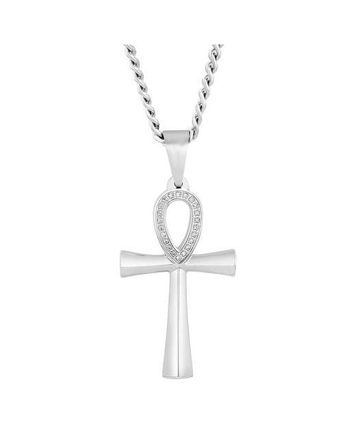 Robert Alton Metallic 1/10Ctw Diamond Stainless Steel Ankh Pendant for men