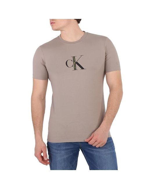 Calvin Klein Gray Perfect Taupe Archival Institutional Logo T-shirt for men