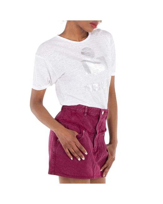Isabel Marant White Koldi Linen Logo T-Shirt