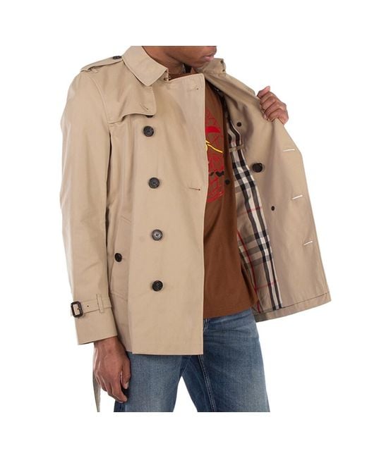 Burberry Natural Heritage Honey Kensinton Short Trench, Brand Size 54 (Us for men