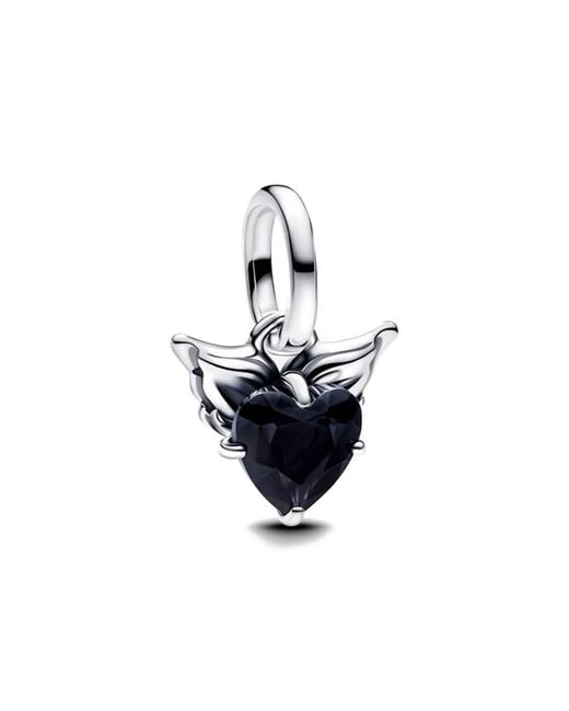 Pandora Black Ladies Winged Heart Mini Dangle Charm