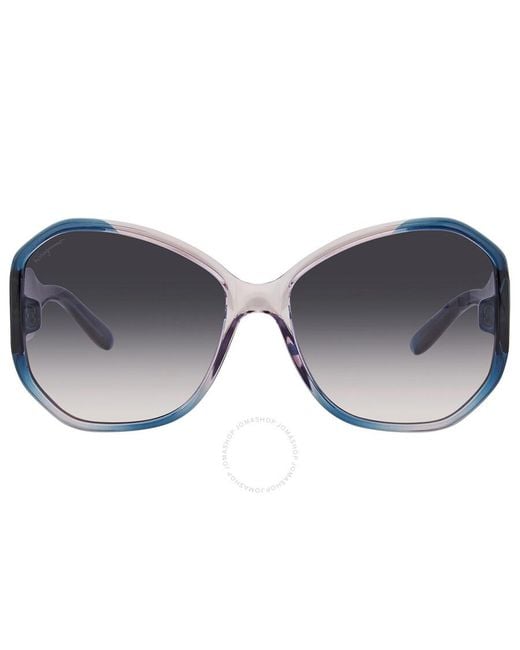 Ferragamo Gray Blue Butterfly Sunglasses
