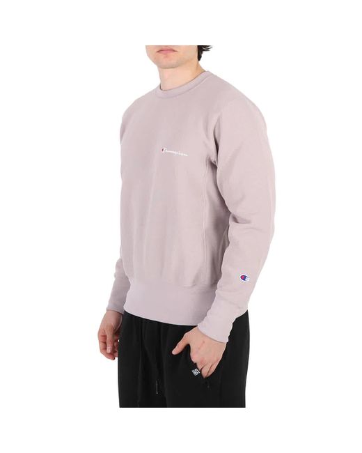 Champion Pink Reverse Weave Script Logo Crew Sweatshirt for men