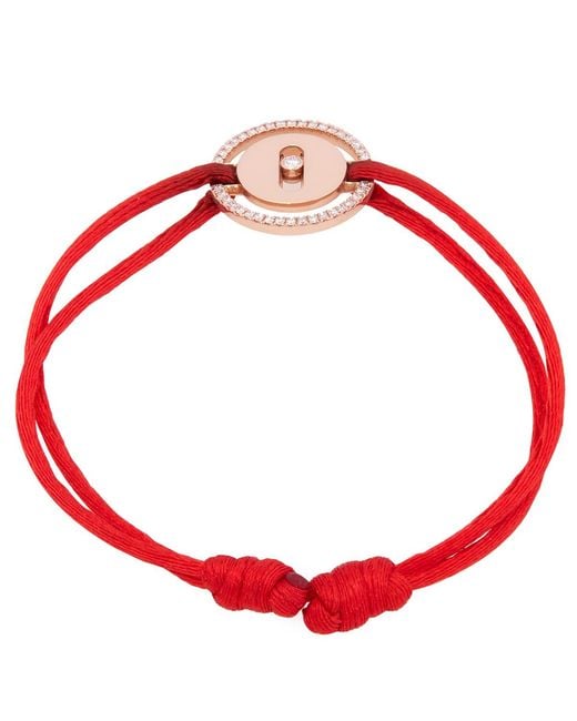 Messika Red Qixi Lucky Move 18K Rose Diamond Cord Bracelet