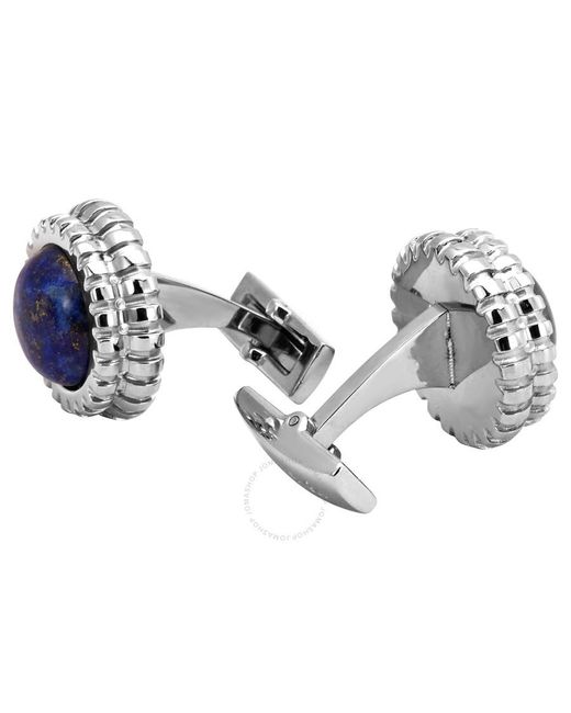 Picasso and Co Blue Round Stainless Steel Cufflinks Witth Lapis Lazuli