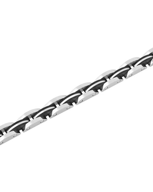 Robert Alton Metallic Stainless Steel With Finish Center Link Bracelet for men