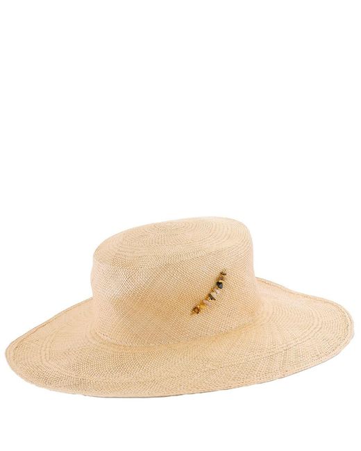 Van Palma Brown Alba Straw Large Brim Sun Hat