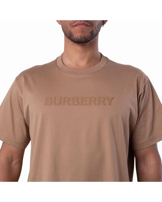 Burberry Brown Harriston Logo Print Cotton T-Shirt for men