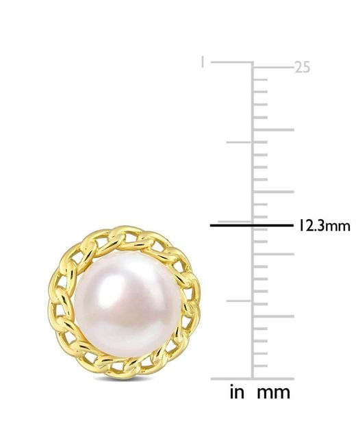 Amour Metallic 8-8.5Mm Cultured Freshwater Pearl Halo Link Stud Earrings