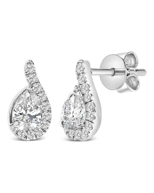 Haus of Brilliance Metallic 14K 5/8 Cttw Lab Grown Diamond Tear Drop Halo Stud Earring