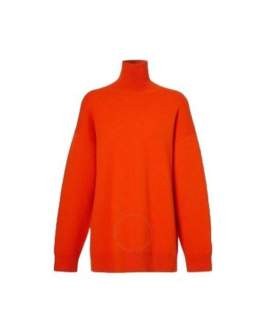 Burberry Orange Cashmere-blend Monogram Motif Furnel Neck Sweater