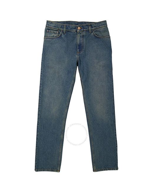 Burberry Blue Straight Fit Washed Denim Jeans for men