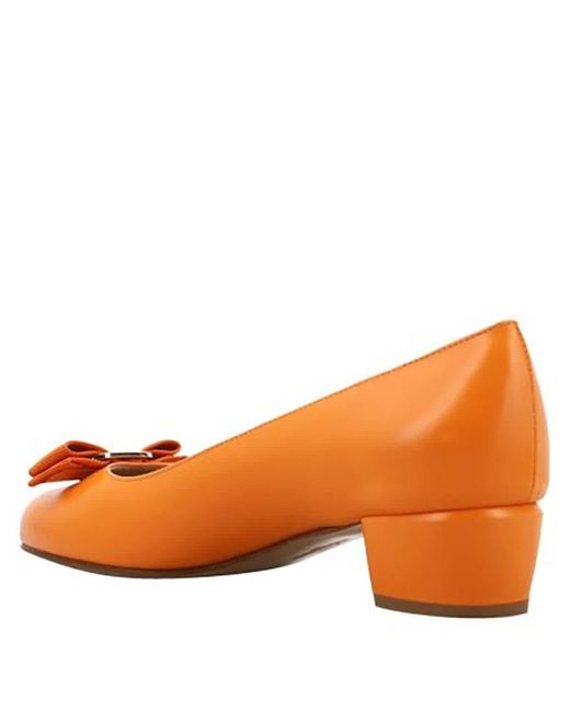 Ferragamo Orange Vara Bow Pump Shoe