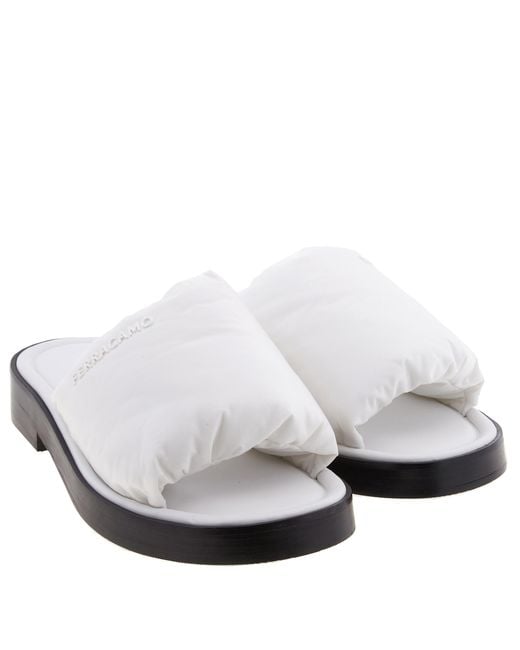 Ferragamo White Delfino Padded Slide Sandals for men