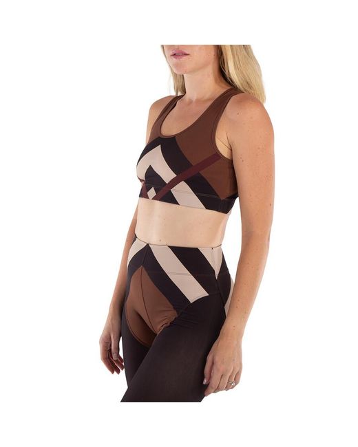Burberry Black Dark Birch Immy Chevron Check Print Cropped Top