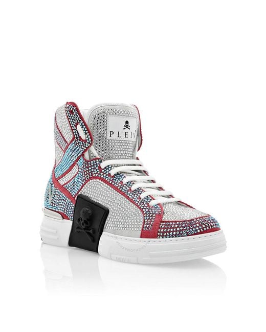 Philipp Plein Purple Crystal Money Kicks Hi-top Sneakers