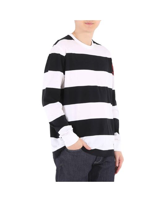 Burberry Black Laxley Stripe Cotton Oversized Long-sleeve T-shirt for men