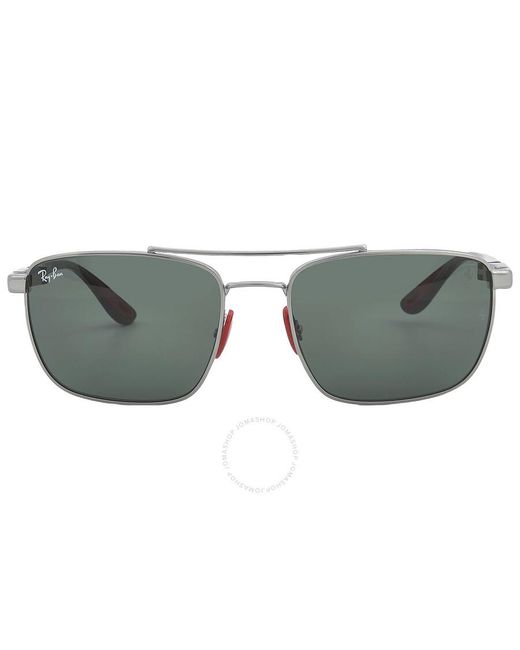 Ray-Ban Gray Scuderia Ferrari Dark Square Sunglasses Rb3715m F00171 58 for men